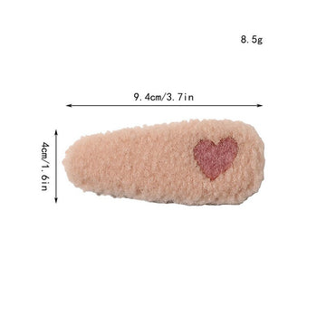 Barrette Women Plush Heart Hair BB Clip Hair Band Barrette Plush Clip 1 PC Fashion Accessories Hairpin Beauty Styling Tools daiiibabyyy